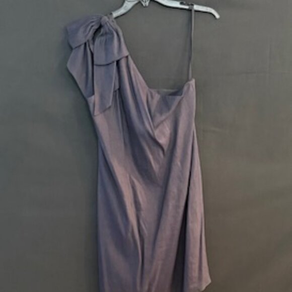 Antonio Melani Navy One-Shoulder Linen Dress with Bow Detail – Size 12 - Picture 2 of 9